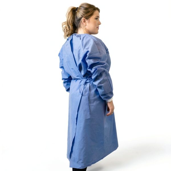 Isolation Gowns 100-Pack Disposable Large Blue SMS with Knit Cuffs-4