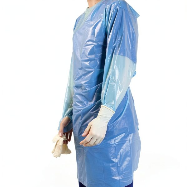 Isolation Gown Dynarex 2140 CPE Thumb Loop Blue Universal Pack of 75-4