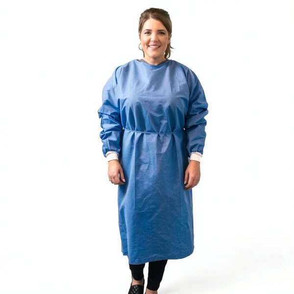 Isolation Gowns 100-Pack Disposable Large Blue SMS with Knit Cuffs-0