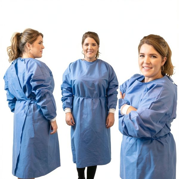 Isolation Gowns 100-Pack Disposable Large Blue SMS with Knit Cuffs-5